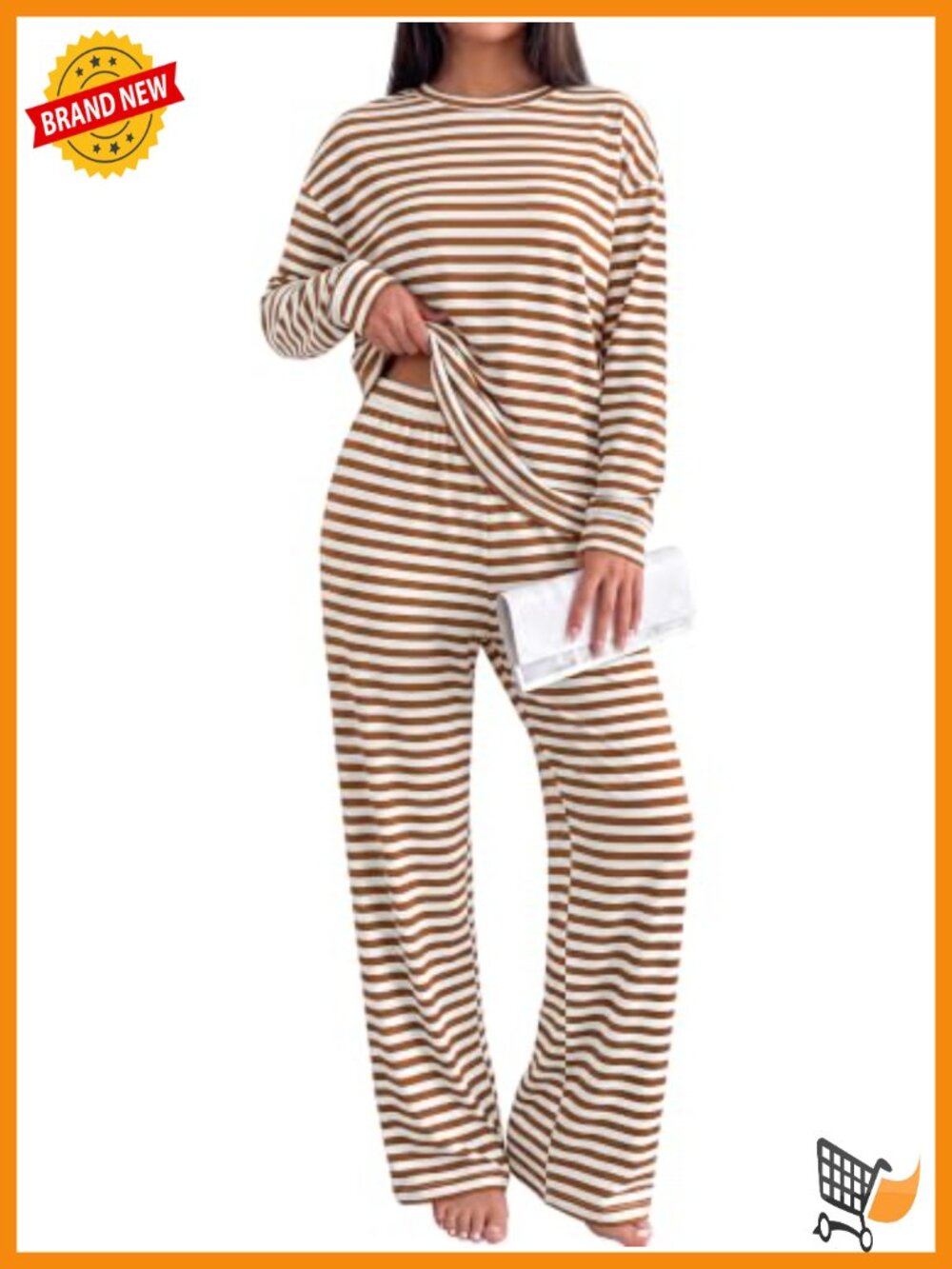 Women's 2 Piece Lounge Set Striped Track Suit Wide Leg Pants Relaxed Fit